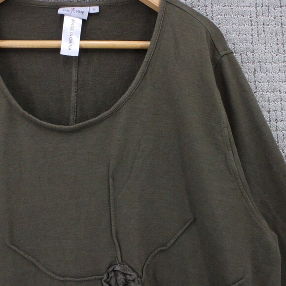 Cheyenne Tunic Dress Womens 2X Brown Pullover Long Sleeve Floral Embroidered - Picture 2 of 9